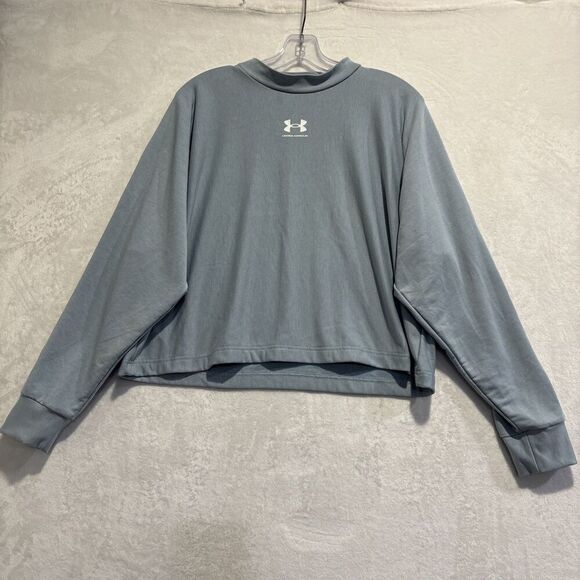 Under Armour Sweatshirt Women's Medium Blue Rival Terry Oversized Crew Pullover - Picture 1 of 14